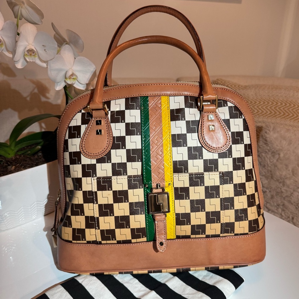 💛 Rare L.A.M.B Checkered Ombré Tote Handbag 🏁